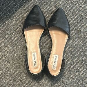 Black leather flats